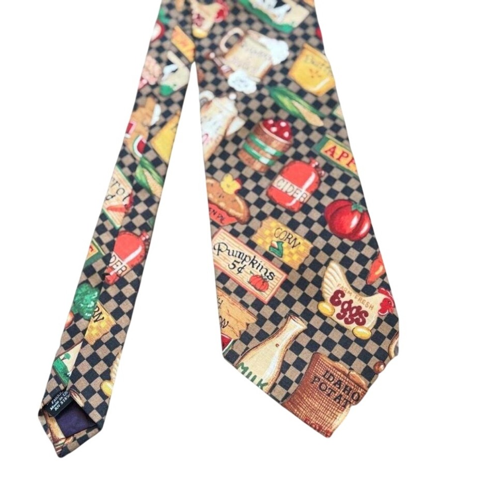 Beans McGee Mens Cotton Necktie Farm Fresh Eggs Pumpkin Potato‎ Novelty Tie USA